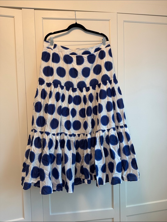 Boden Dresses & Skirts - Boden White Maxi Skirt with Blue Polka Dots